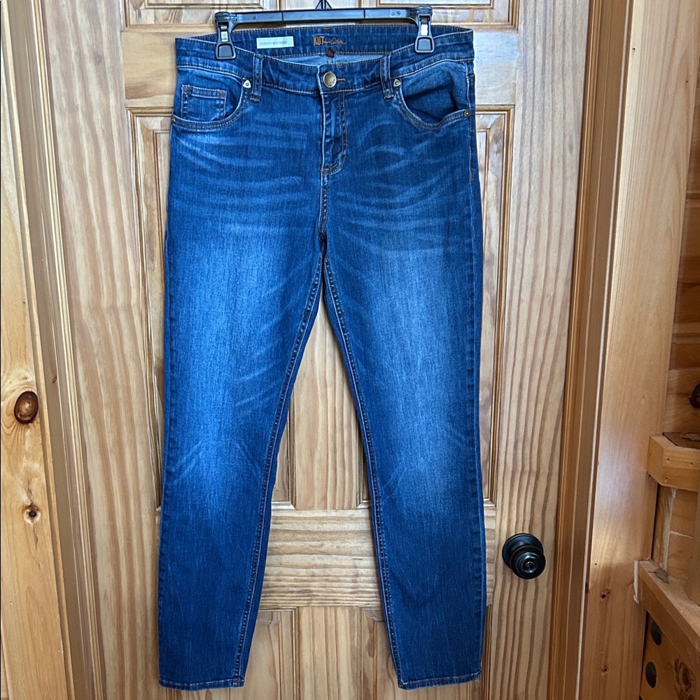Kut from the Kloth Mid-Rise Boyfriend Jeans in Blue Wash